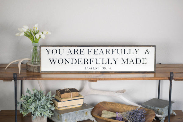 Fearfully & Wonderfully Made, Wonderfully Made Sign, Scripture Sign, Christian,Farm Wood Sign,Farm Sign, Farmhouse Decor, shops Wooden Sign PS1074