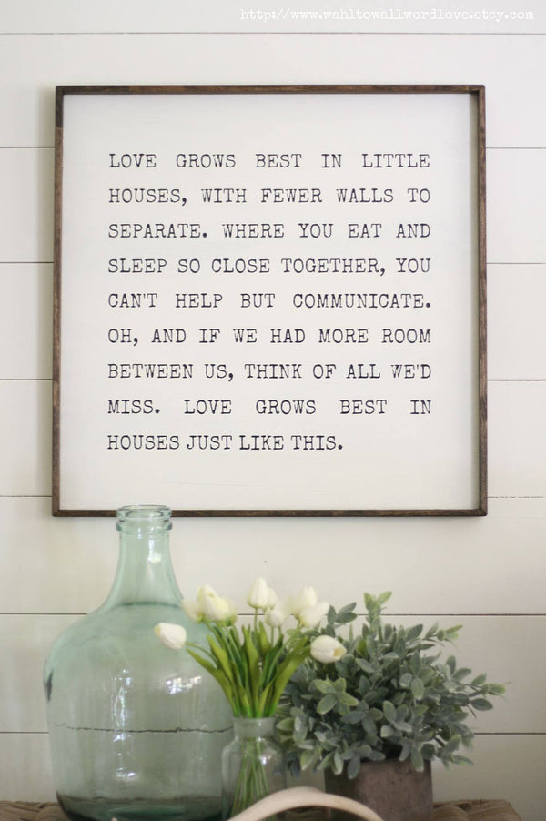 Buy Love Grows Best In Little Houses Ceramic Tile In Wood Frame Pecan Wood In Ch