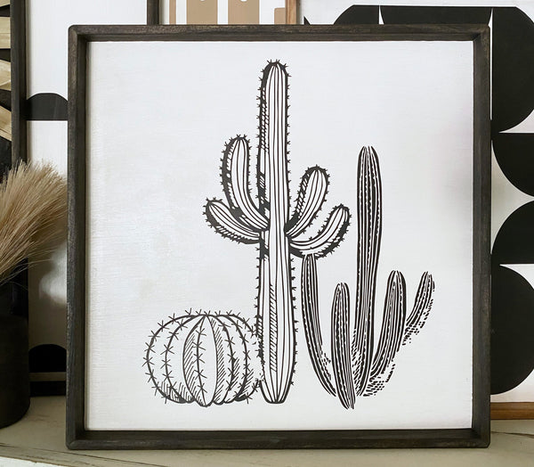 Saguaro and cactus wooden sign for boho or modern wall decor or a cact Wahl to Wall Word Love
