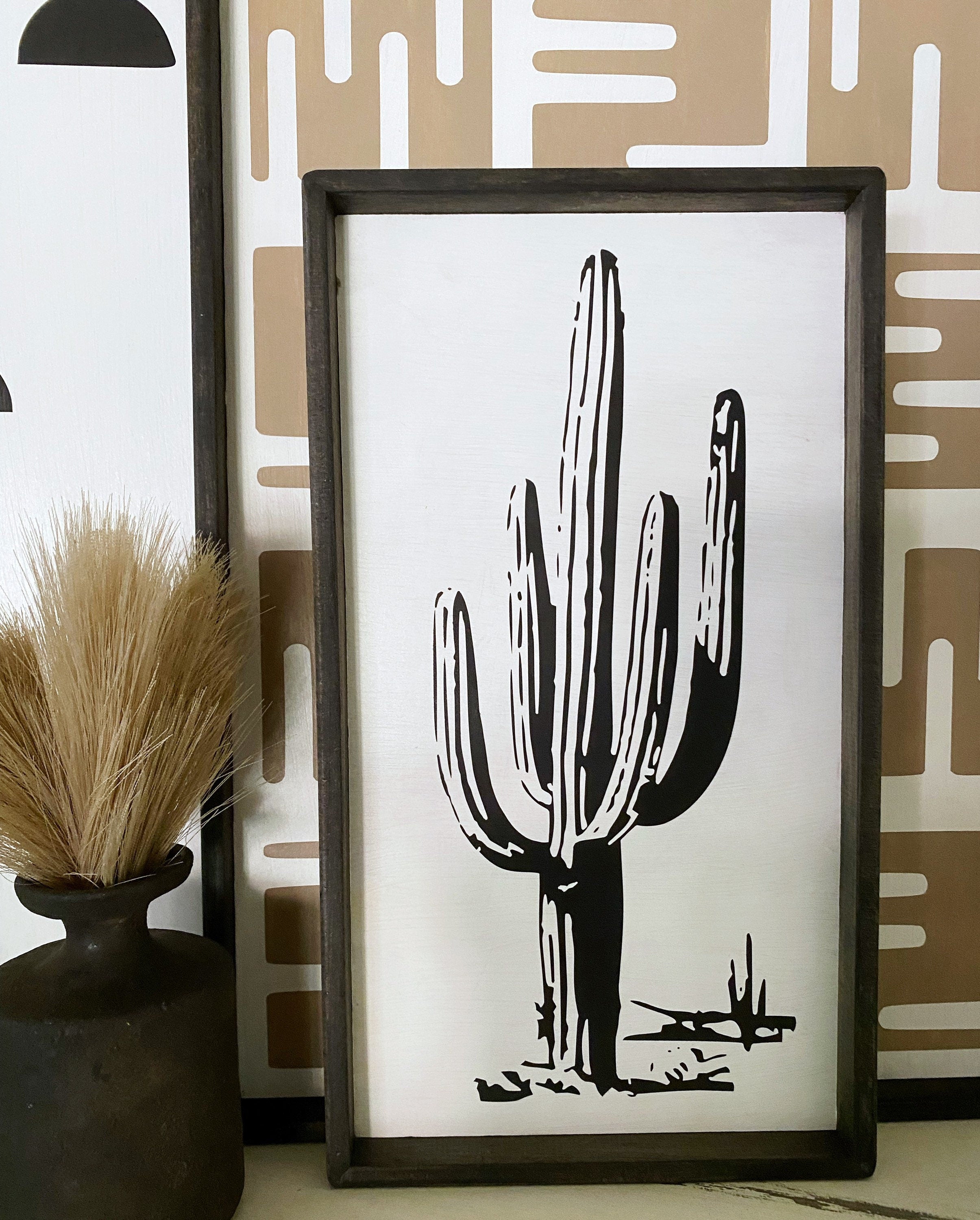 Saguaro and cactus wooden sign for boho or modern wall decor or a cact -  Wahl to Wall Word Love